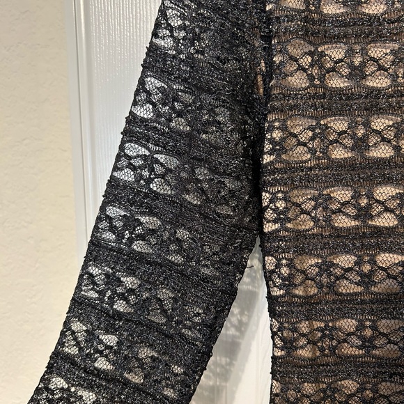 Bebe (Small) single sleeve dress.Sleeve see-through. black mesh w/tan lining. - Picture 4 of 9